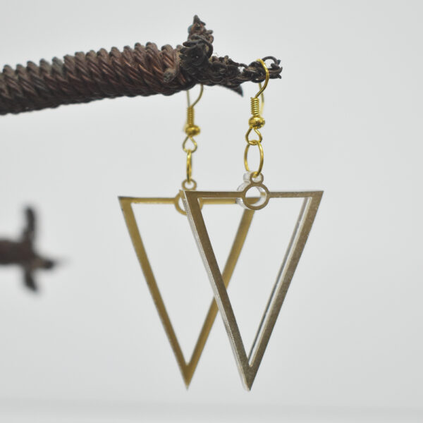 Golden Hollow Triangle Earrings