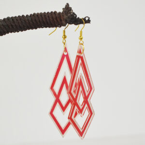 Double Red Spears Long Earrings