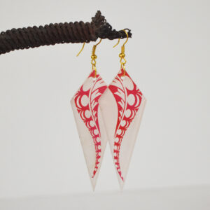 Long Red Tattoo design earrings