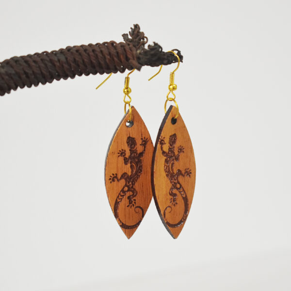 Tear Drop Moko design Wood Earrings