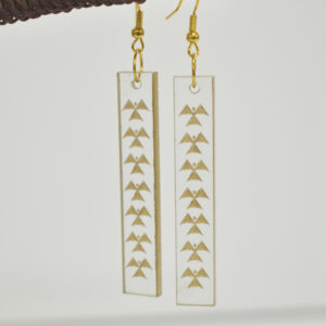 Acrylic Rectangle Gold Manu Tai (Seabird) Earrings