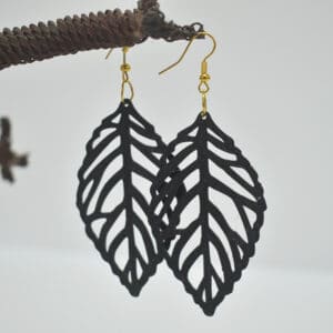 Black Leaf Shaped Earrings