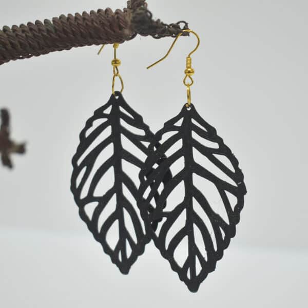 Black Leaf Shaped Earrings