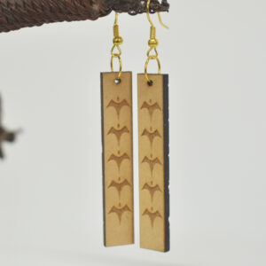 Manu (Bird) Design Wood Long Earrings