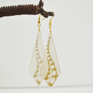 Gold Polynesian Tattoo Diamond Drop earrings