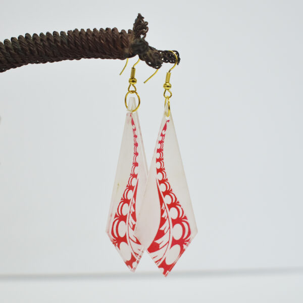 Red Tikitiki Tangata Wave Tear Drop Diamond earrings