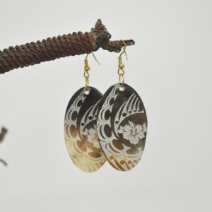 Large Oval shape Earrings with Polynesian patterns