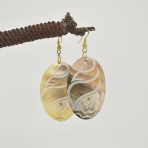 Oval Pearl Shell Earrings with Cone Shell Design