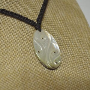 Gold & White Hand carved A Grade Pearl Shell Pendant