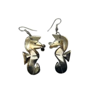 seahorse shaped mother of pearl shell earrings